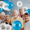 18 Pcs Happy Retirement Balloons With Pattern 12 Inch Blue and White Retirement Latex Sequin Balloons